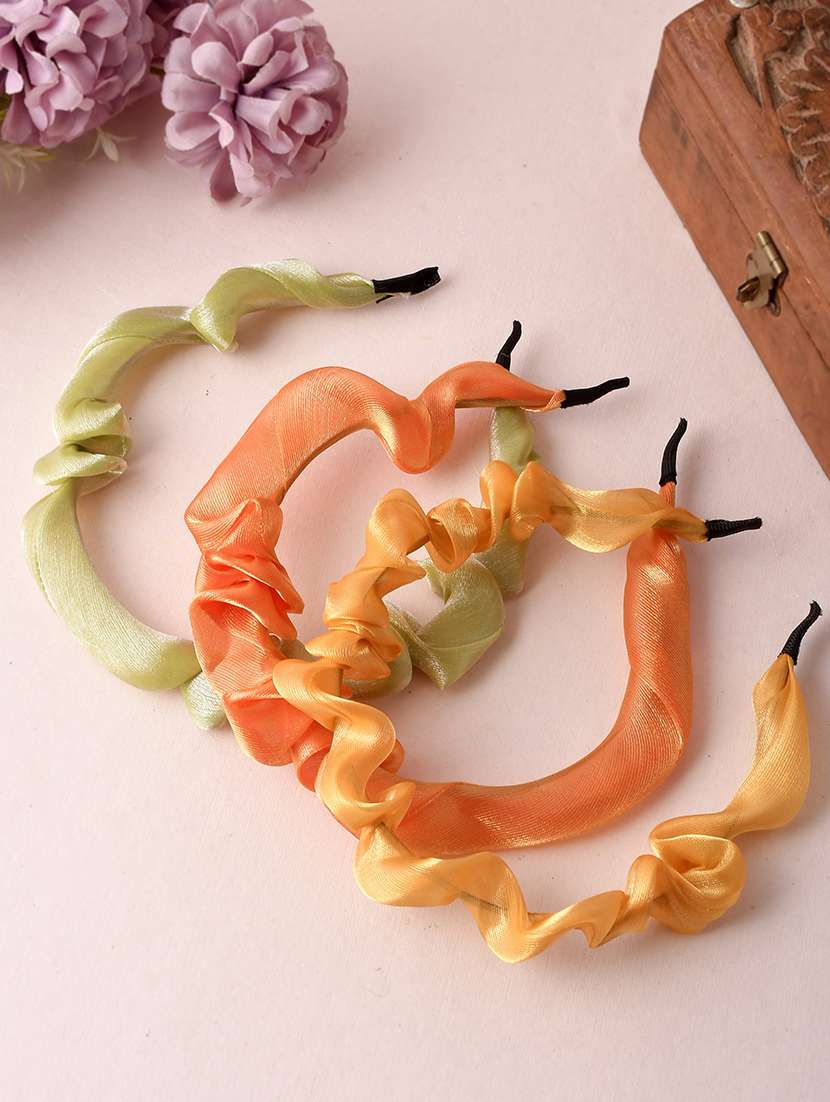 set of 3 multi color fabric hairband