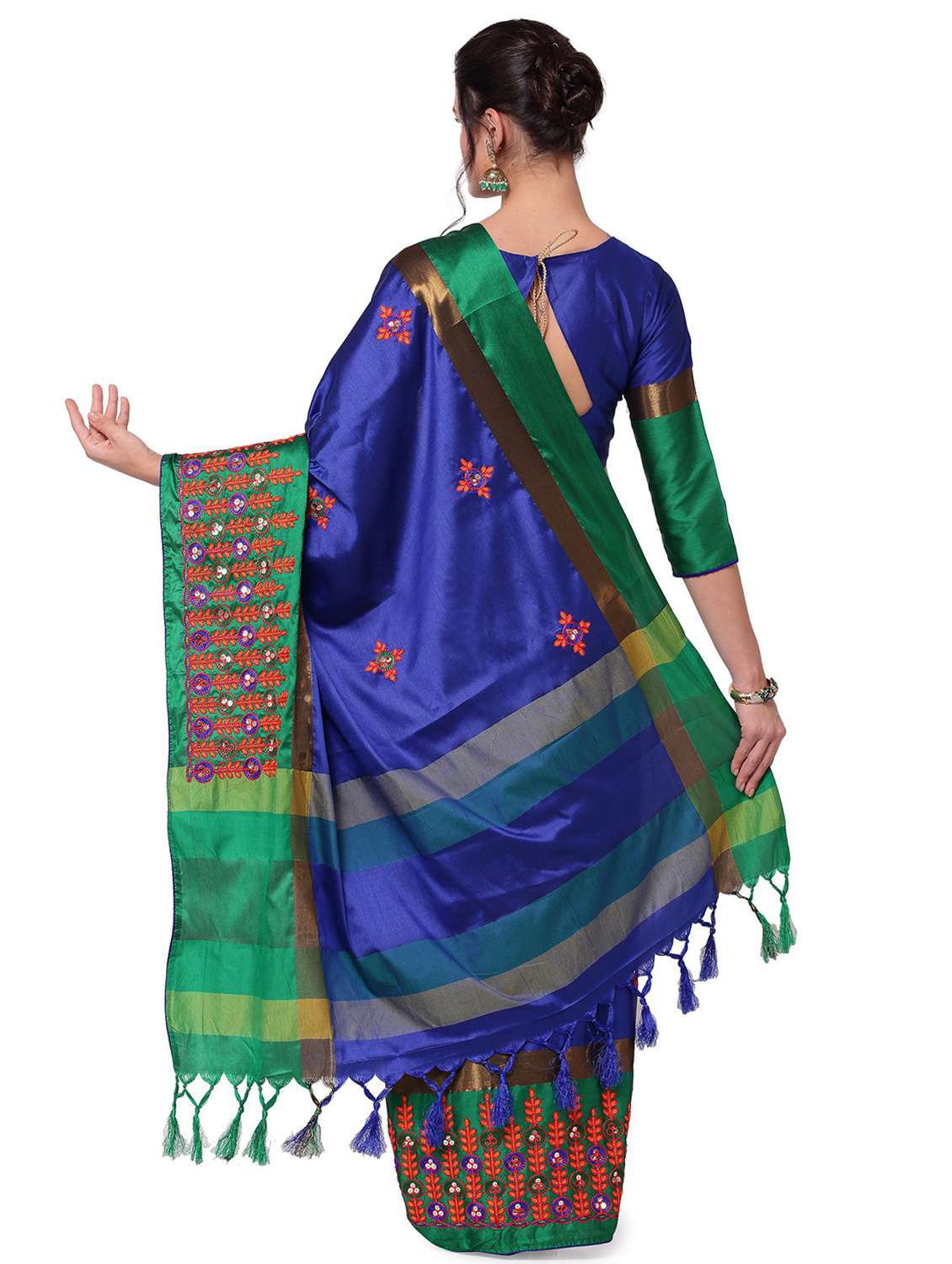 women's embroidered saree with blouse - 18385330 -  Standard Image - 1
