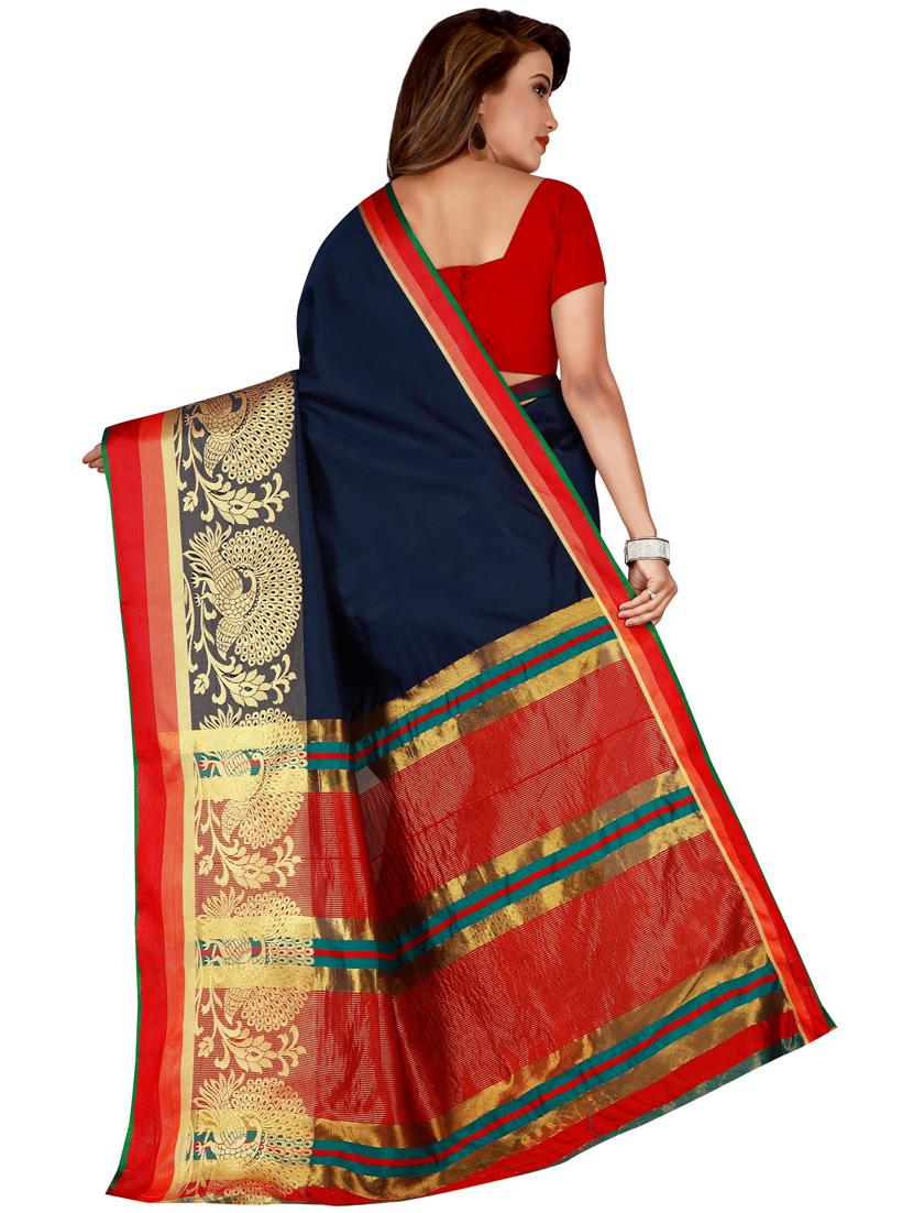 navy art silk banarasi saree - 18385464 - Standard Image - 1