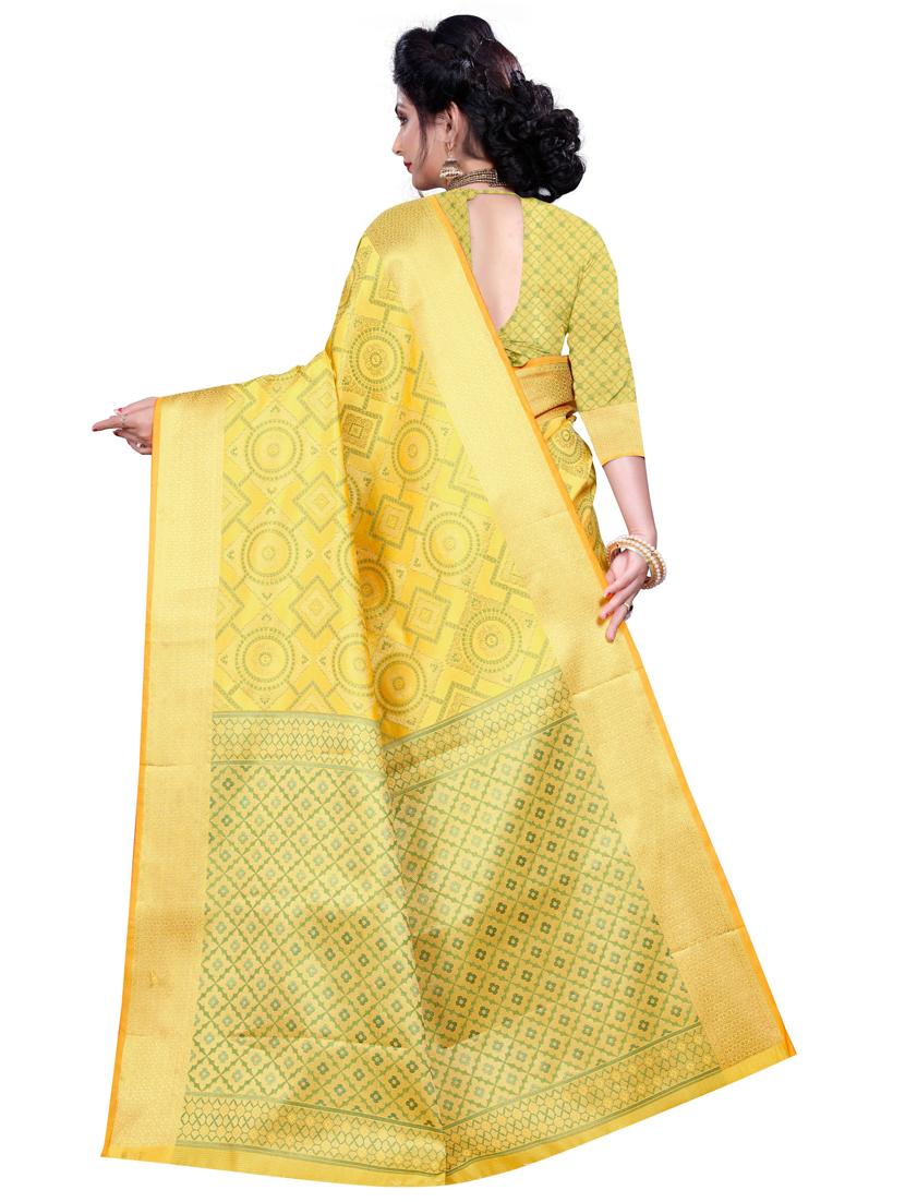 gold bandhani kanjivaram saree with blouse - 18385472 - Standard Image - 1