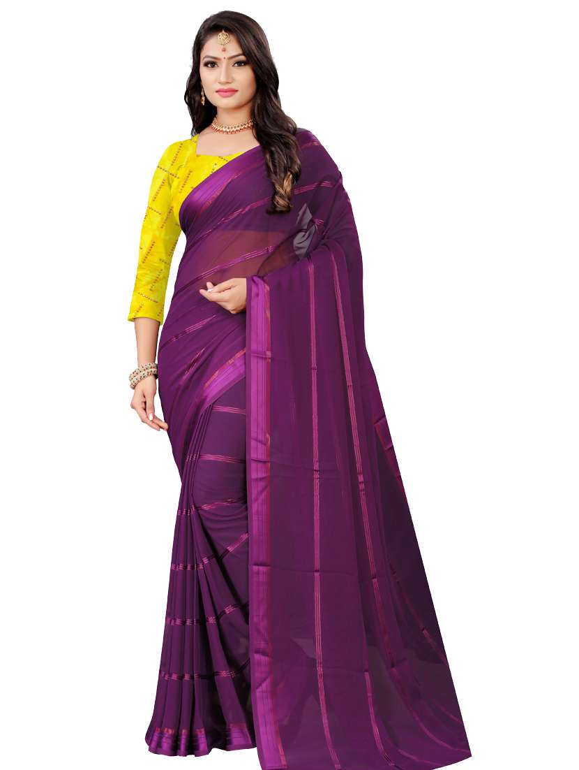 women's self design purple colored saree with blouse