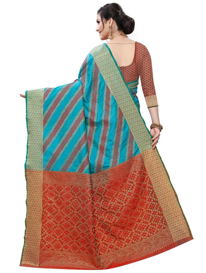 blue leheriya  banarasi saree with blouse - 18385503 -  Standard Image - 1
