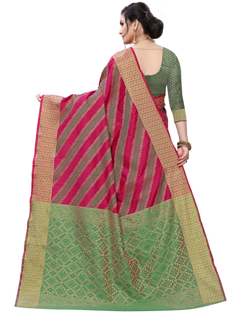 Maroon Leheriya Banarasi Saree With Blouse - 18385504 -  Standard Image - 1