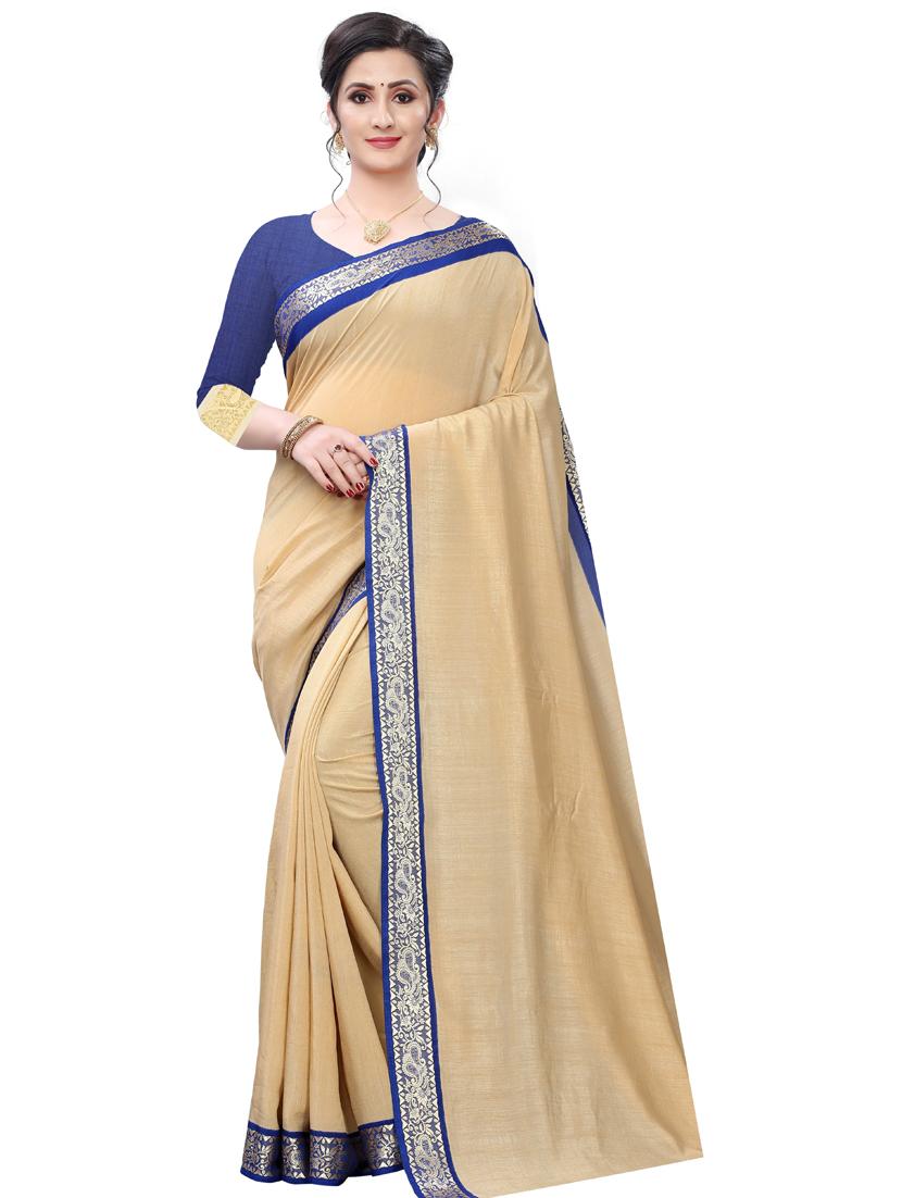 women's bordered royal blue colored saree with blouse - 18385505 - Zoom Image - 0