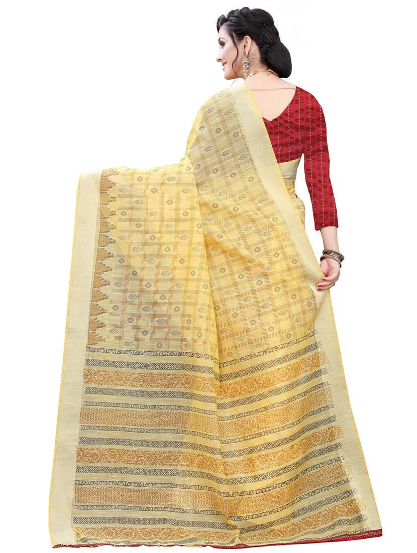 yellow printed pathani saree with blouse - 18385528 - Standard Image - 1