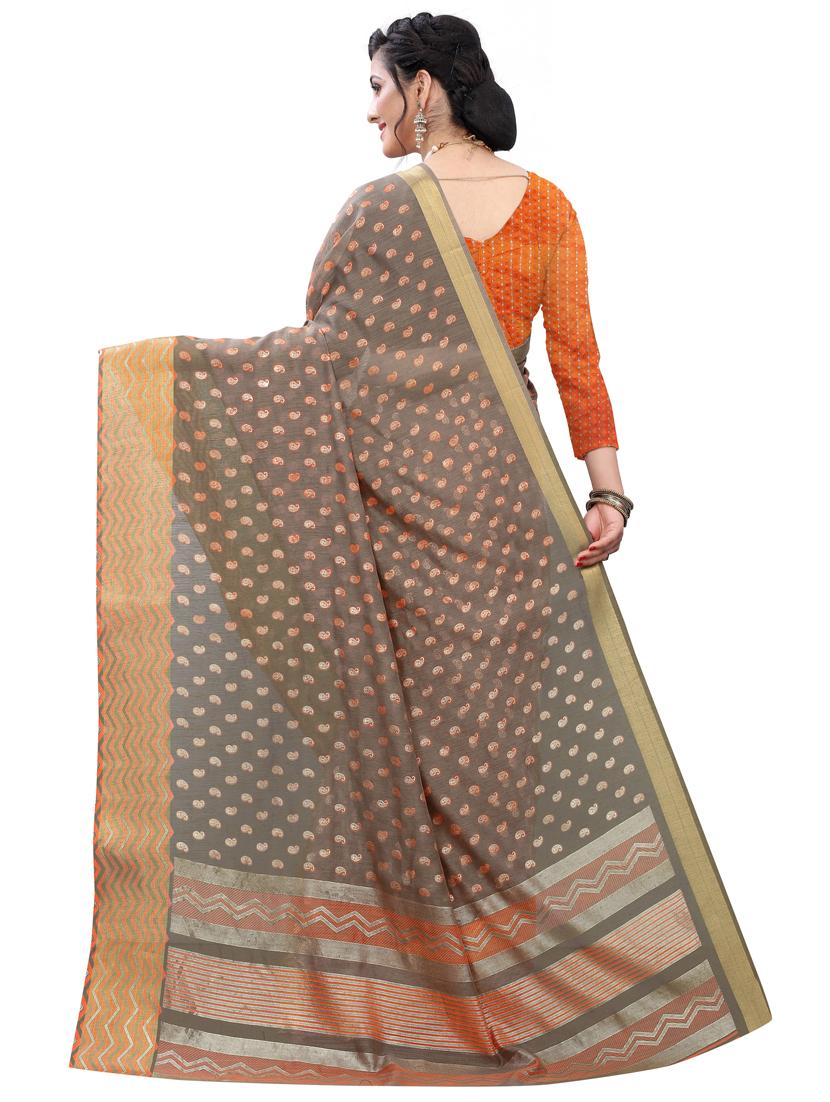 women's printed grey colored saree - 18385532 -  Standard Image - 1