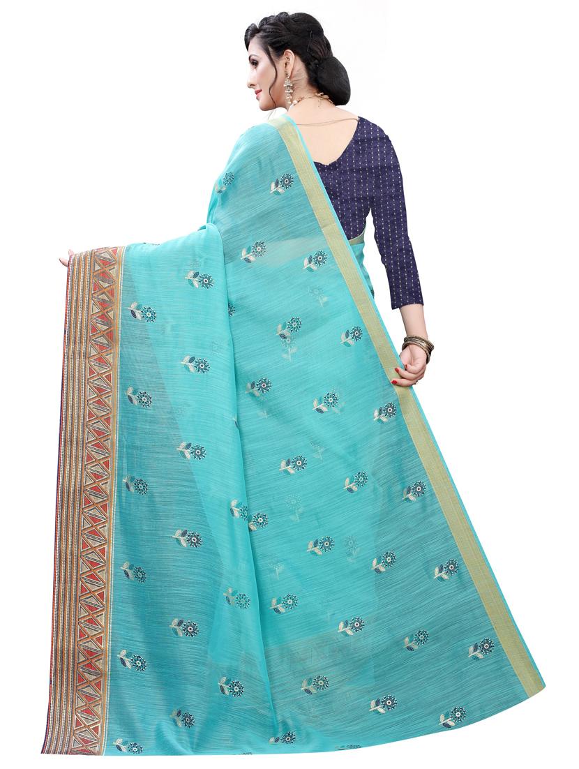 green printed maheshwari saree with blouse - 18385534 - Standard Image - 1