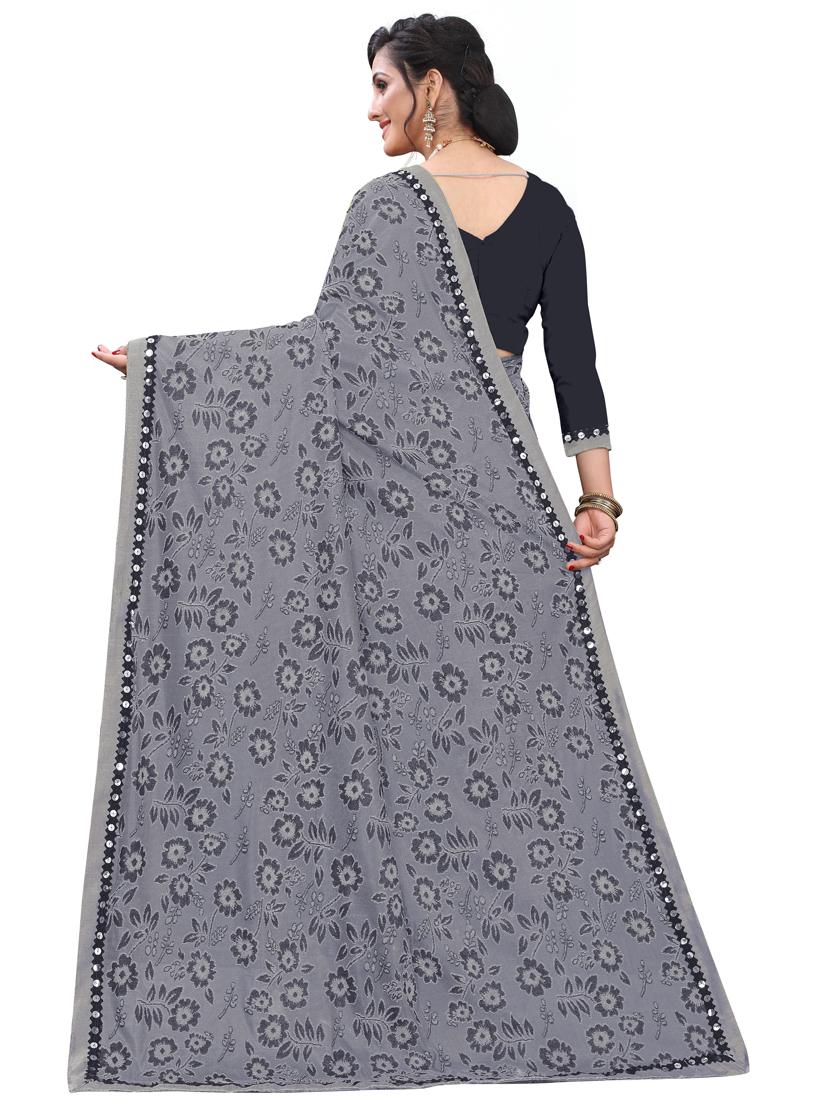 grey floral tant saree with blouse - 18385539 -  Standard Image - 1