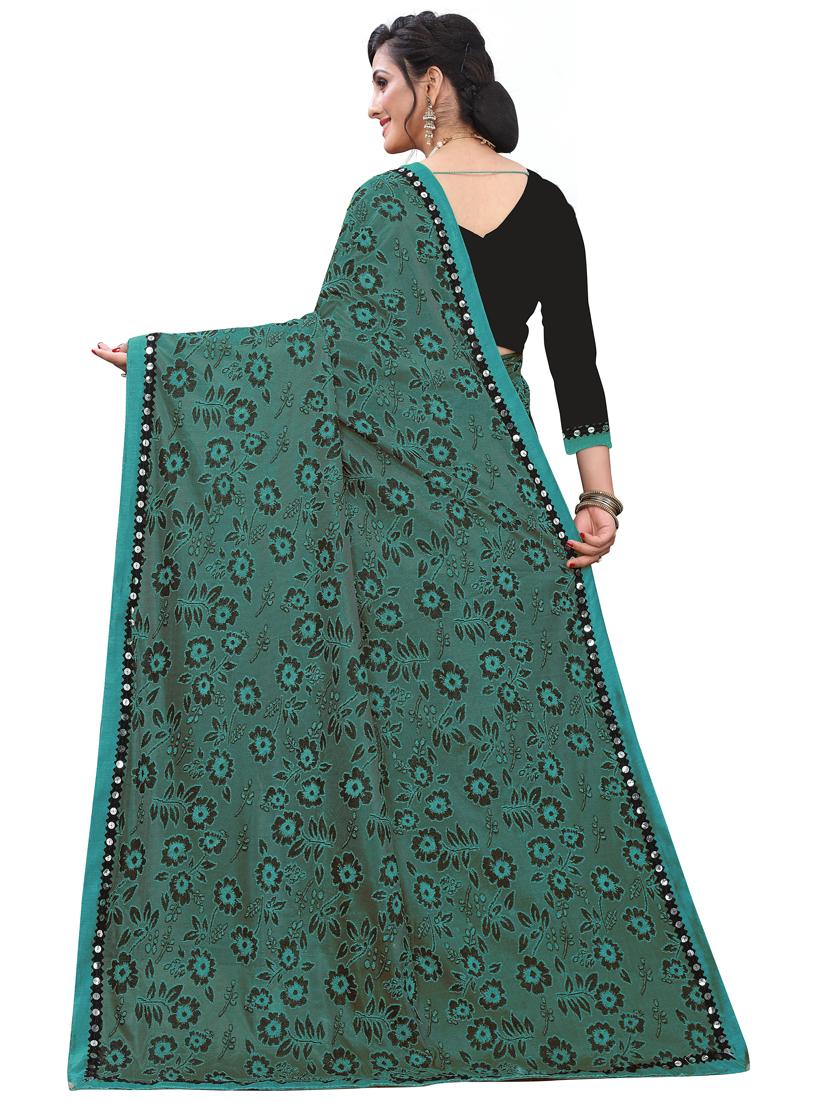 sky blue printed tant saree with blouse - 18385542 - Standard Image - 1