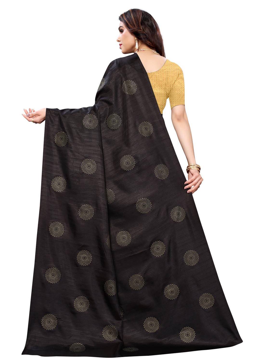 black art silk printed saree with blouse - 18385604 - Standard Image - 1