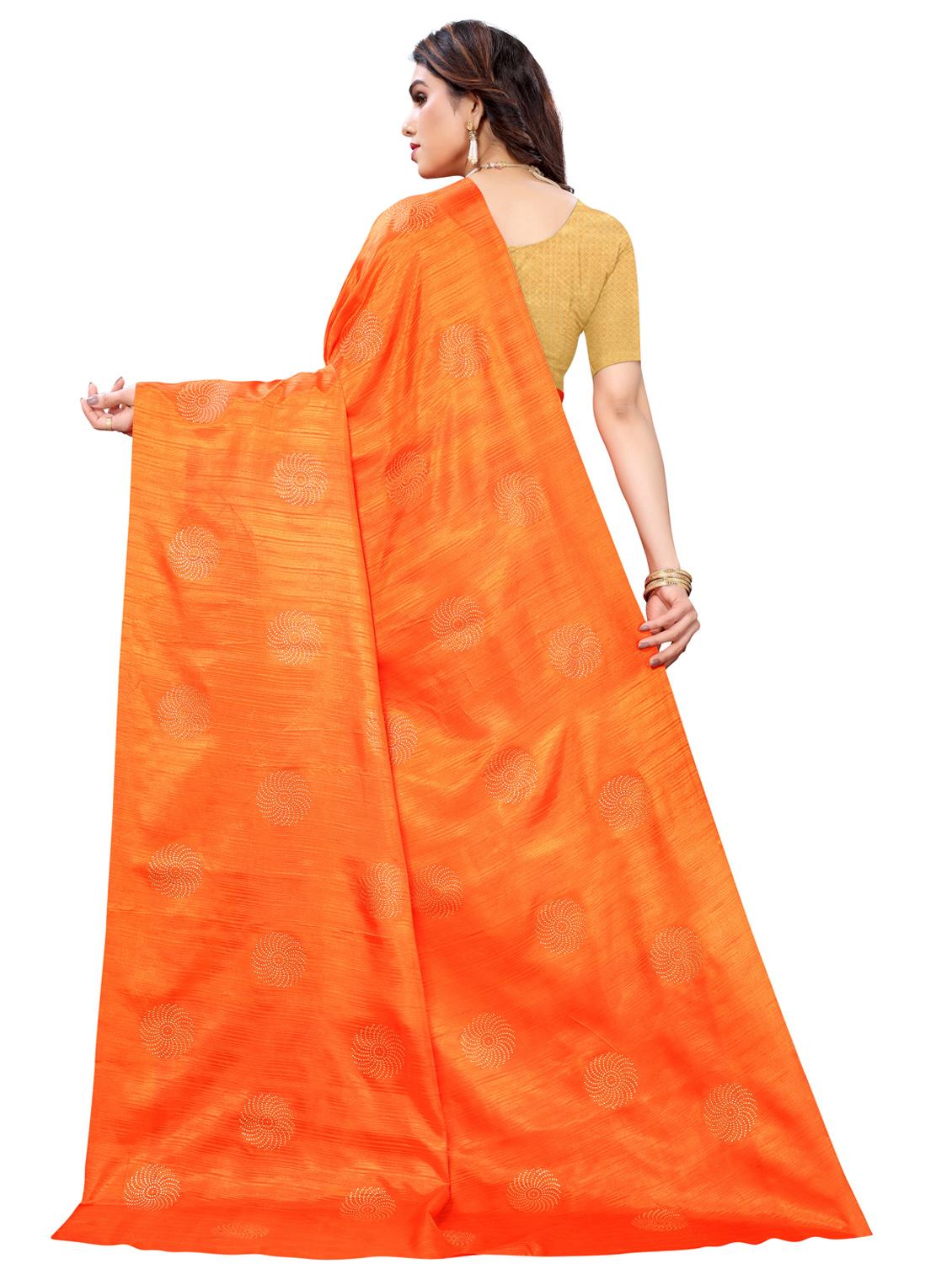 orange art silk printed saree with blouse - 18385607 - Standard Image - 1