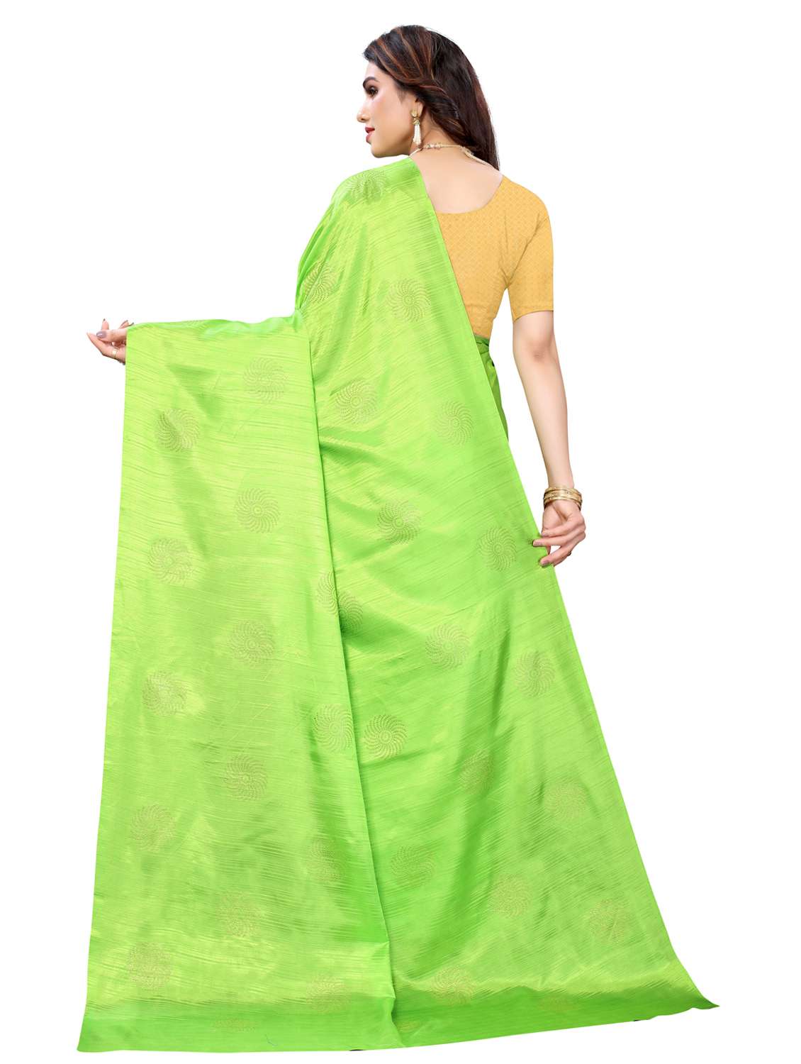 green printed saree with blouse - 18385608 - Standard Image - 1