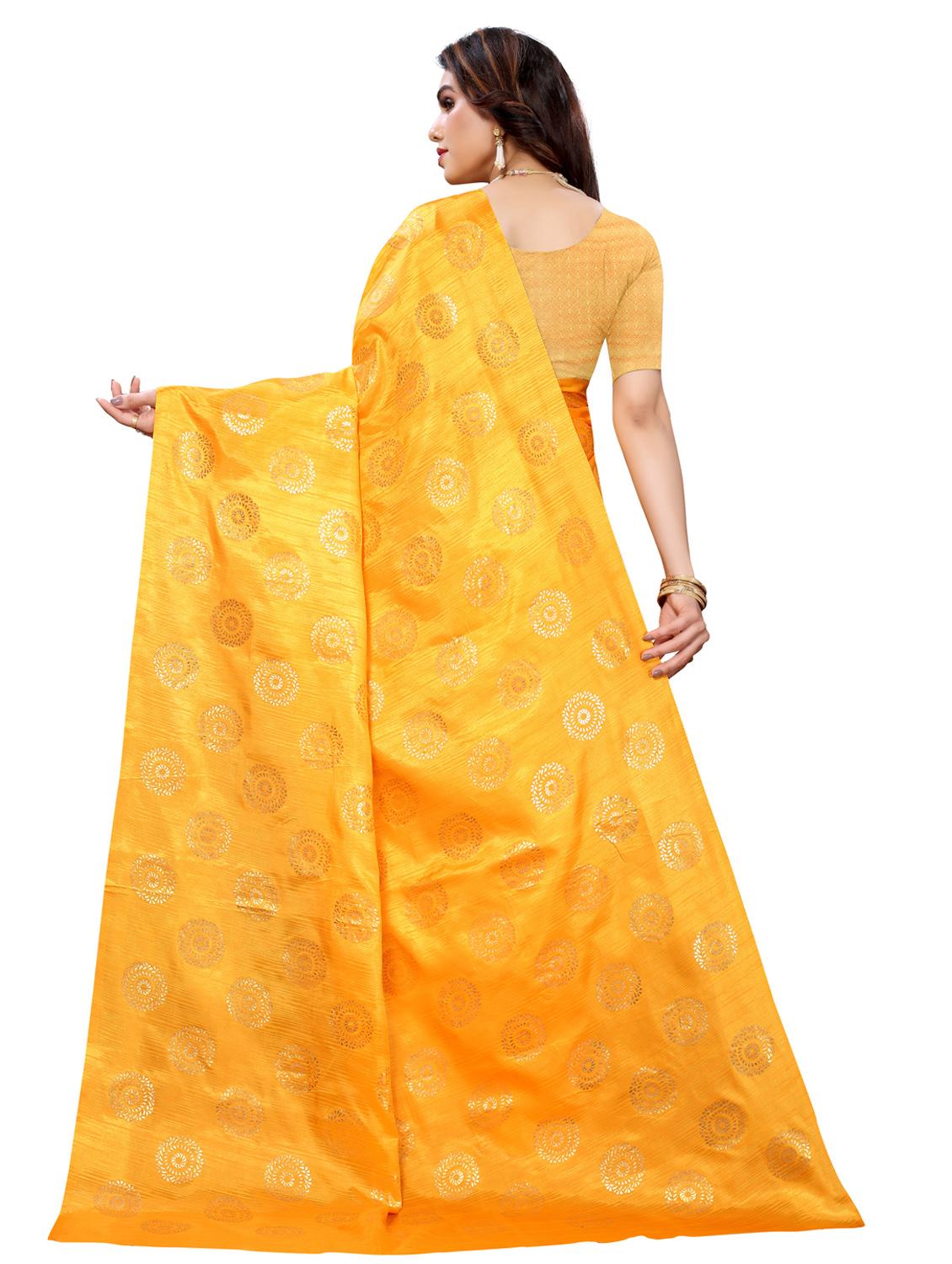 yellow art silk printed saree with blouse - 18385613 - Standard Image - 1