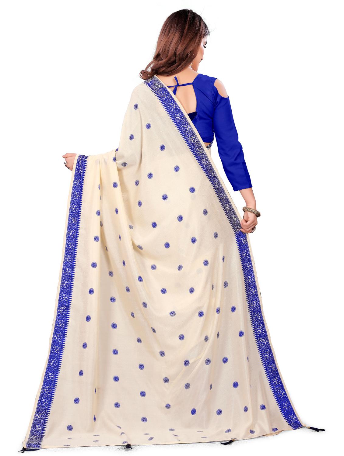 cream art silk saree with blouse - 18385671 - Standard Image - 1