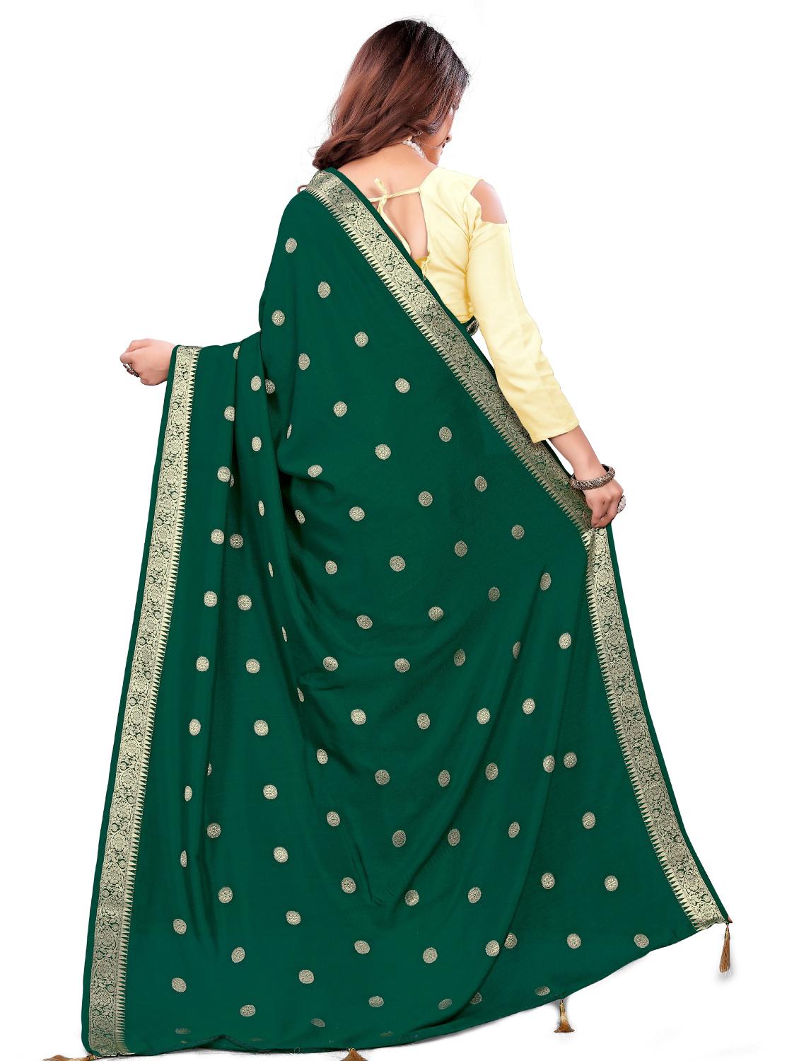green art silk saree with blouse - 18385673 - Standard Image - 1