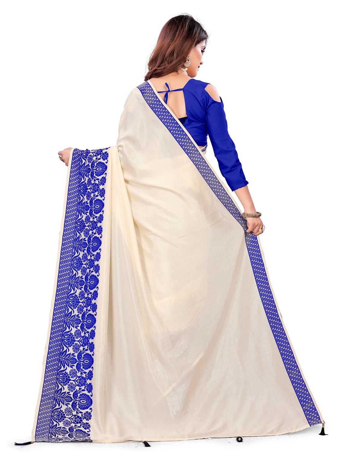 white art silk saree with blouse - 18385677 - Standard Image - 1