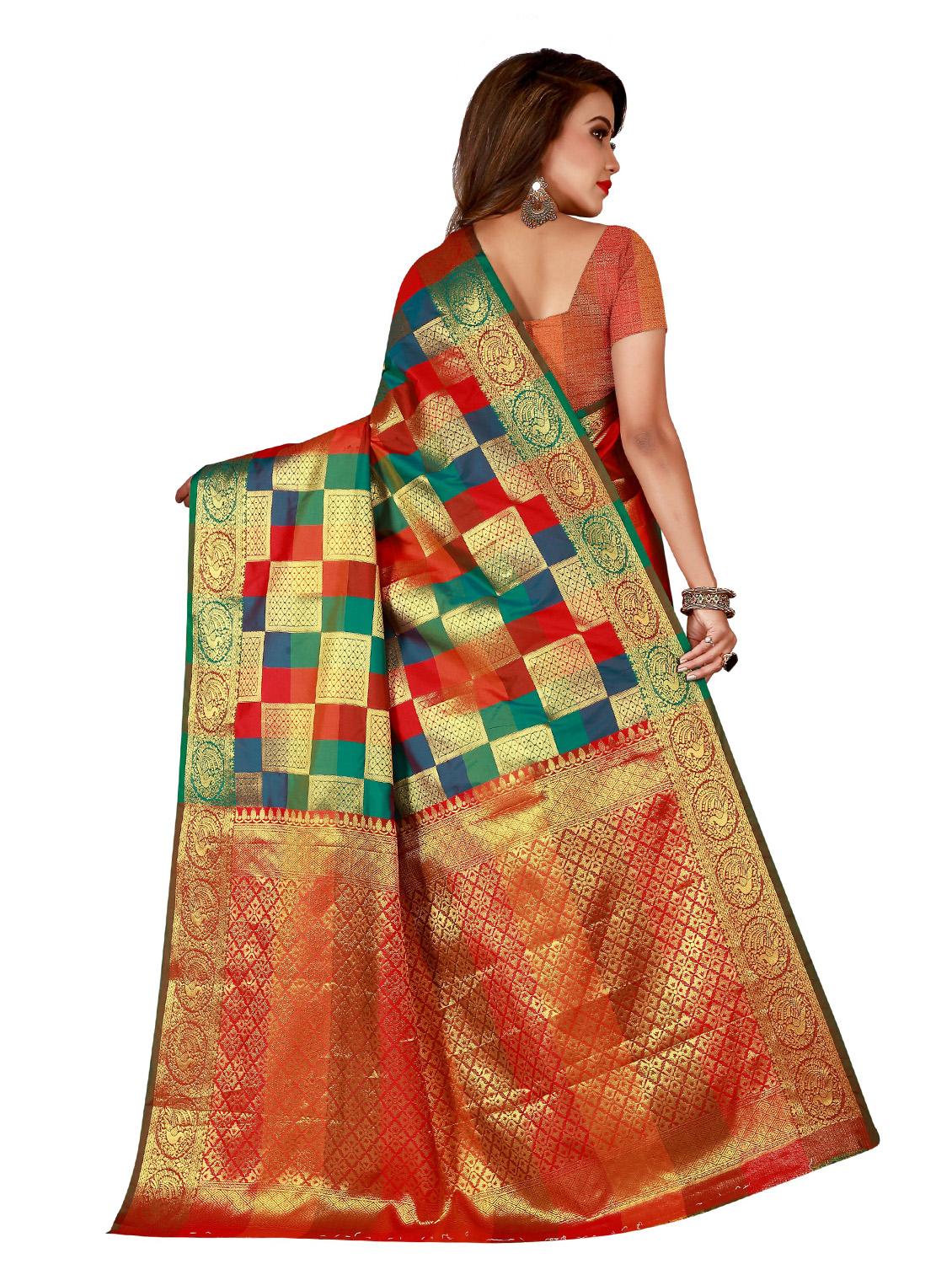 self design woven saree with blouse - 18385690 - Standard Image - 1