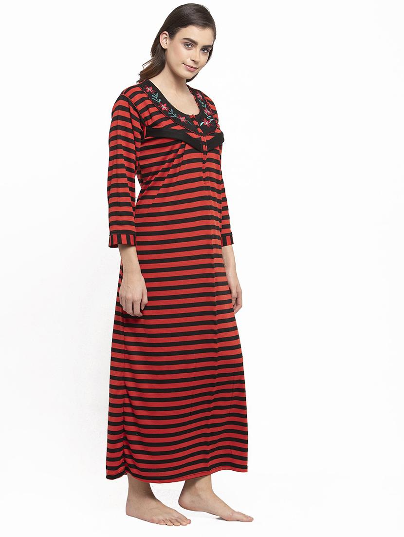 long sleeved printed nighty - 18385808 - Standard Image - 1
