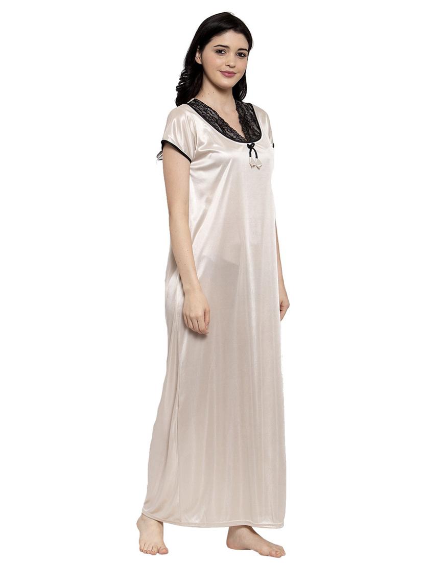 short-sleeved solid nighty - 18385835 - Standard Image - 1