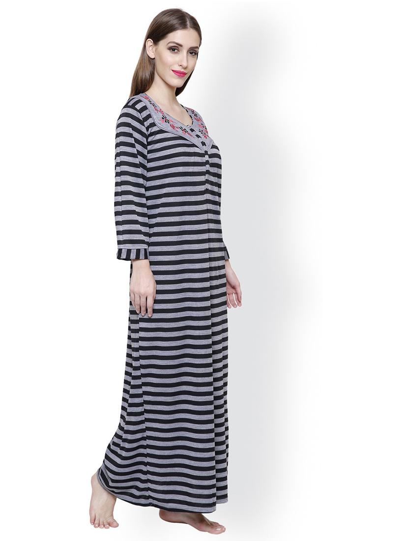 long sleeved printed nighty - 18385872 - Standard Image - 1