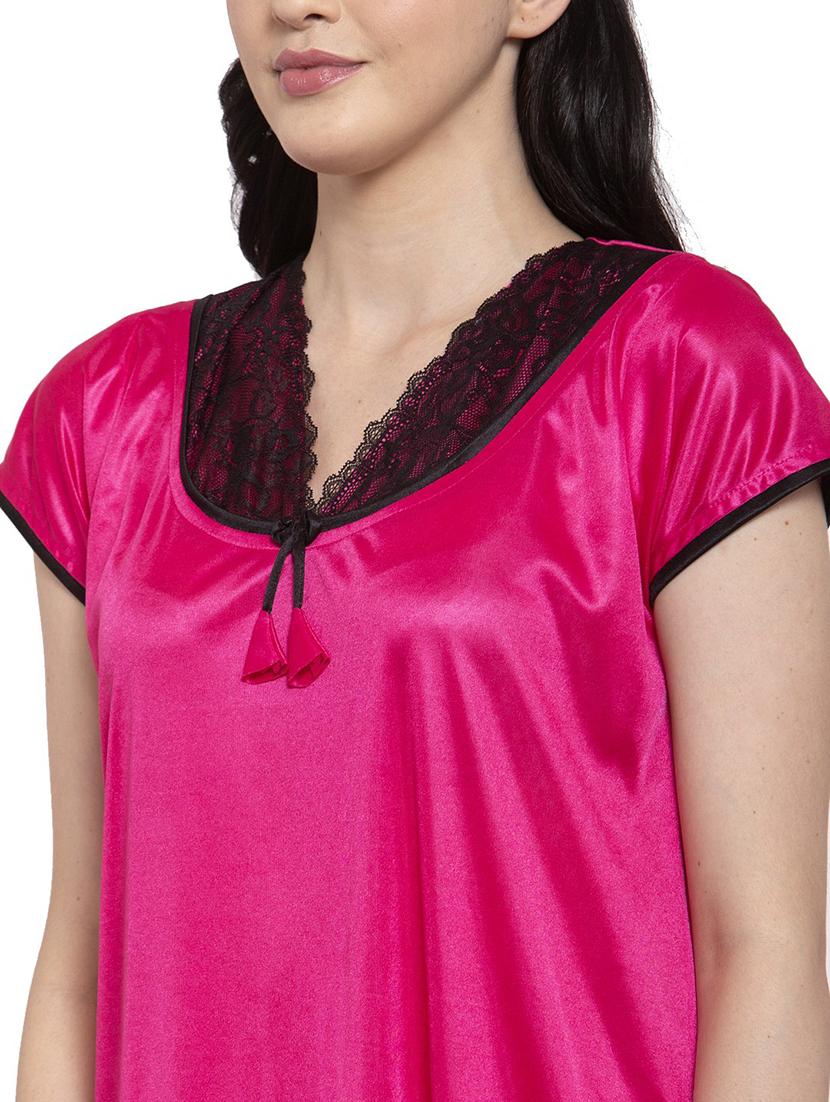 short-sleeved solid nighty - 18385913 - Standard Image - 4