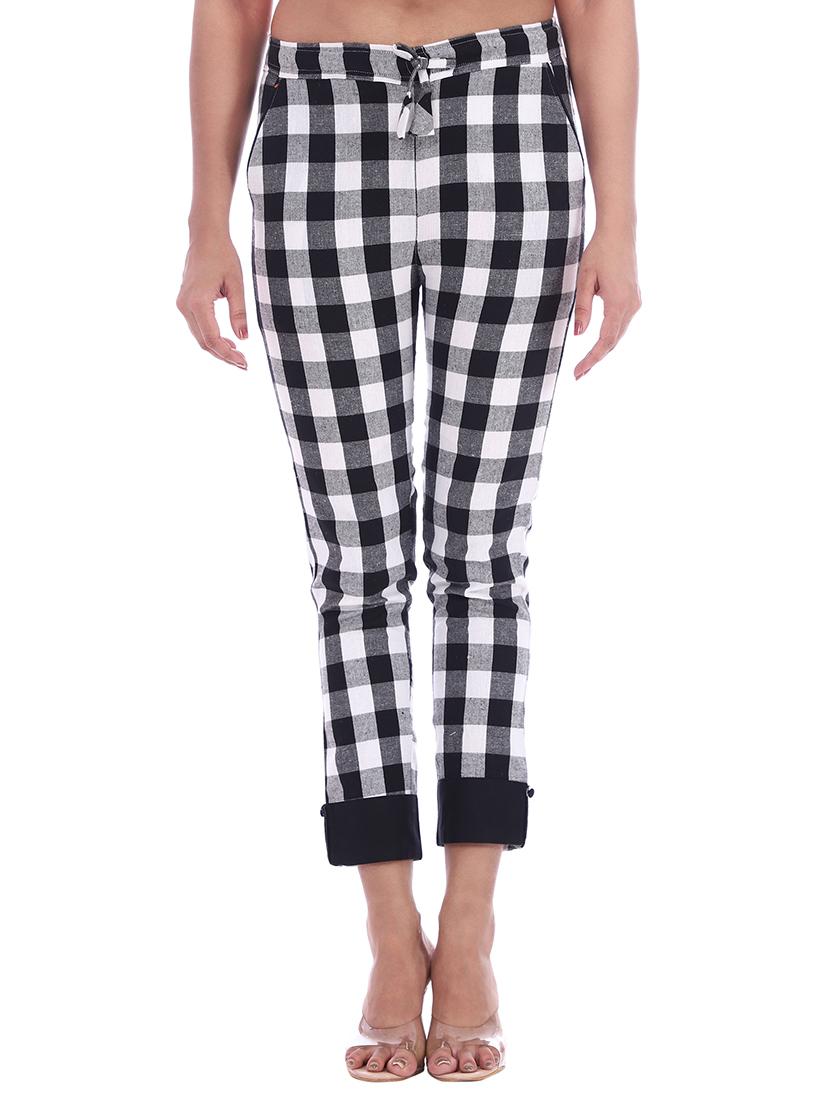 women mid rise checkered cigarette pant - 18386087 - Zoom Image - 0