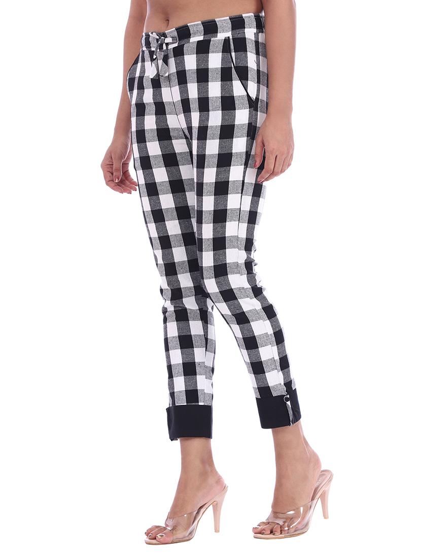 women mid rise checkered cigarette pant - 18386087 - Standard Image - 1