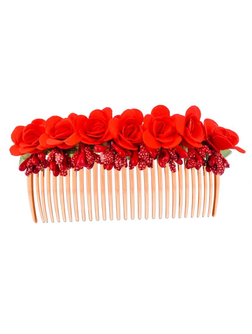 red floral handcrafed hair accessory - 18386342 -  Standard Image - 1