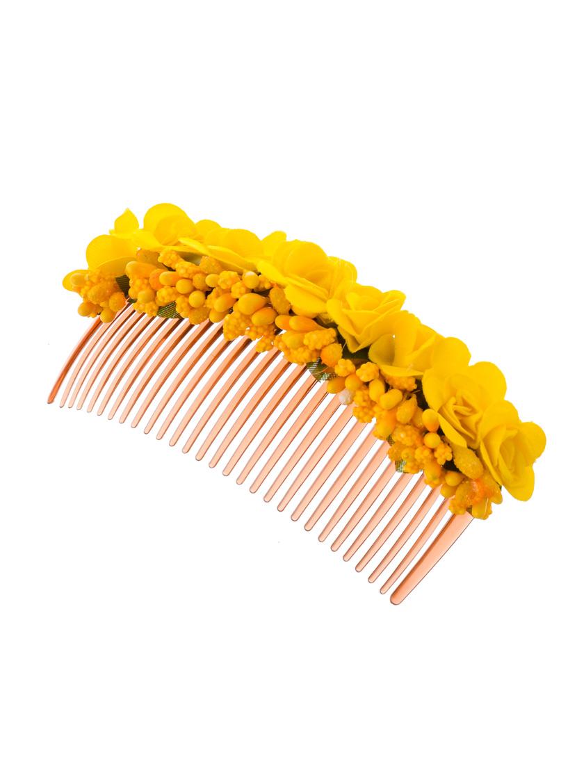 yellow floral handcrafted hair accessory - 18386343 - Standard Image - 1