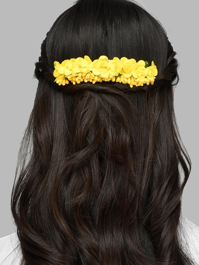 yellow floral handcrafted hair accessory - 18386343 - Standard Image - 4