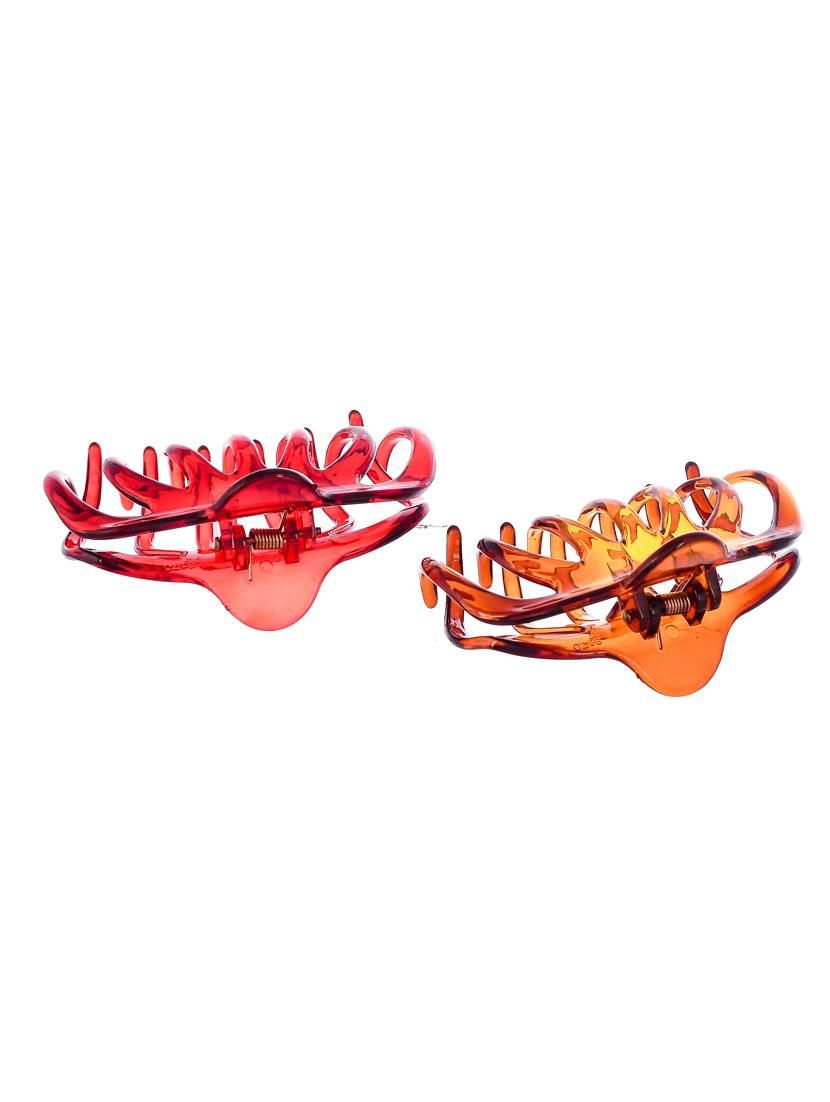 set of 2 red & brown hair claw clips - 18386347 - Standard Image - 1