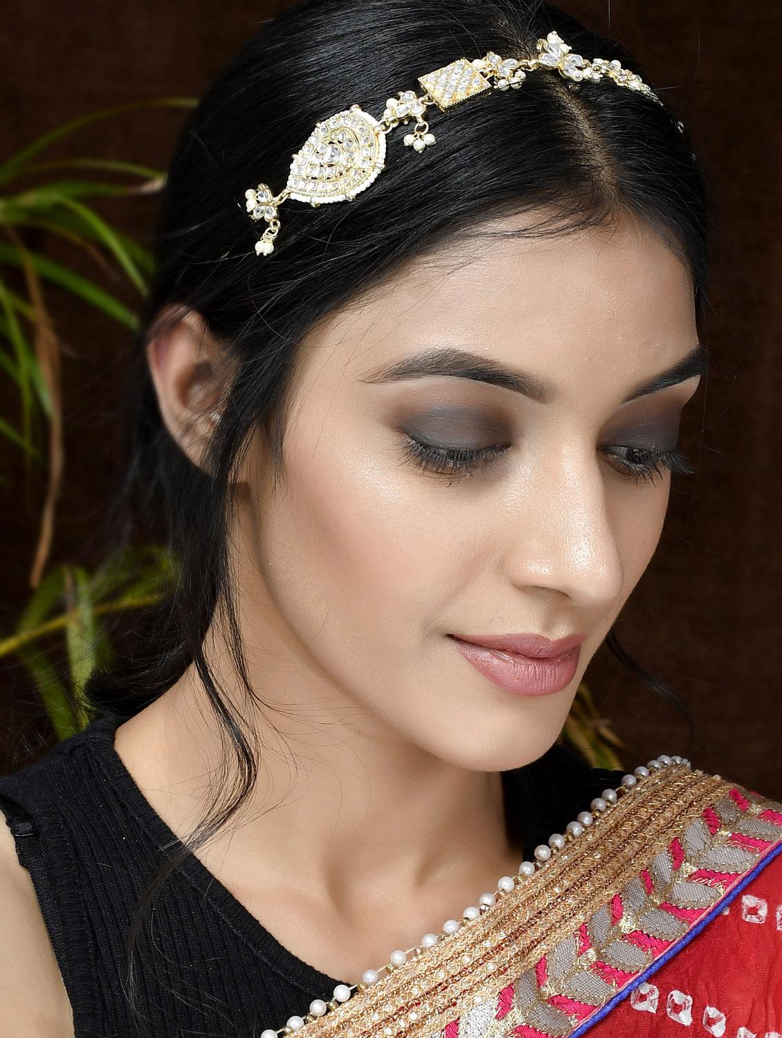 gold plated kundan maatha patti - 18386477 - Standard Image - 4