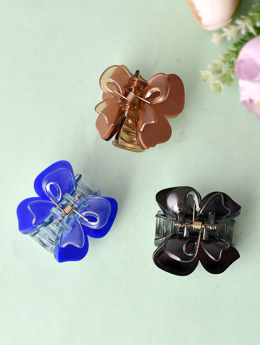 set of 3 multi colored claw clip