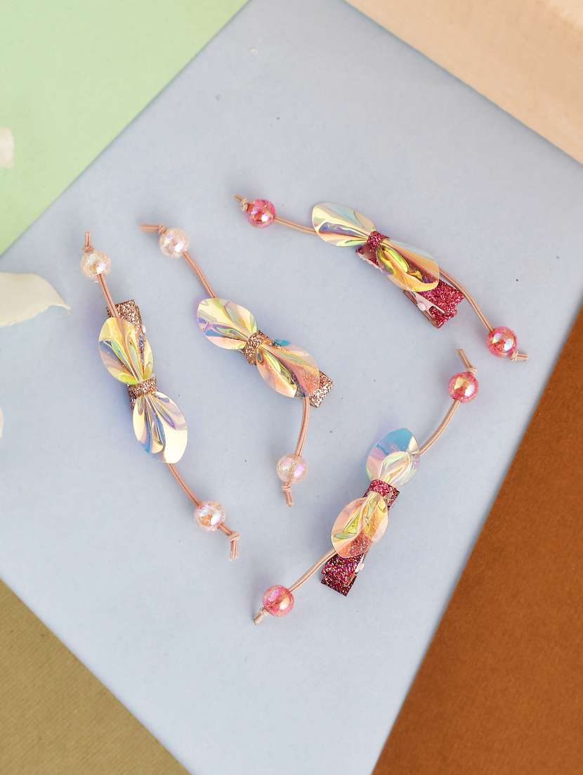 set of 4 glitter bow hair accessory