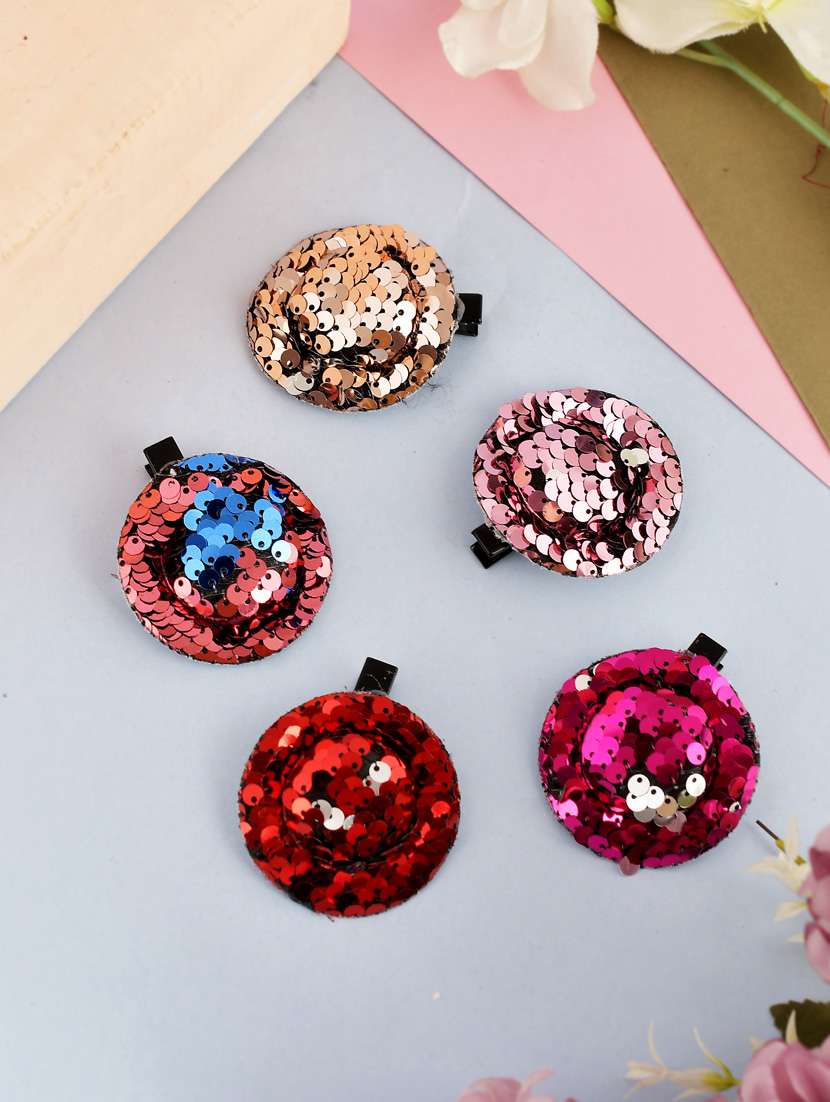 set of 5 sequin hat alligator clip
