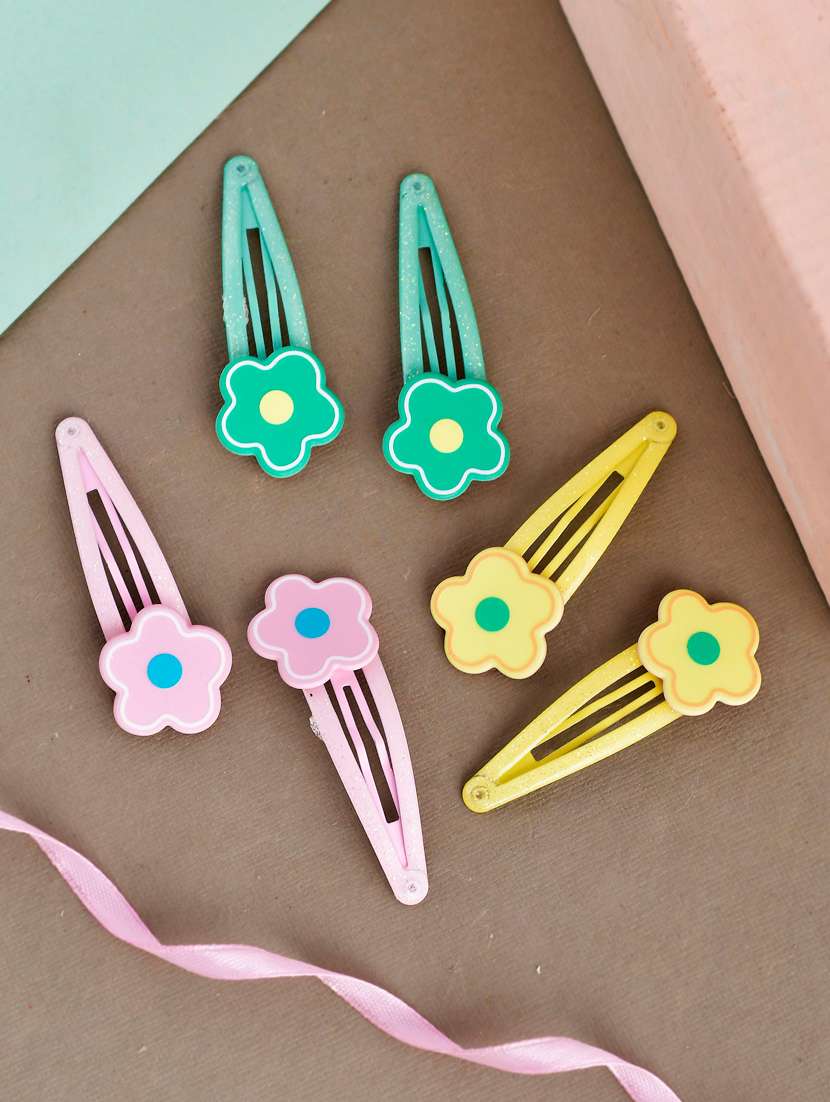 set of 6 tic tac flower hairclip
