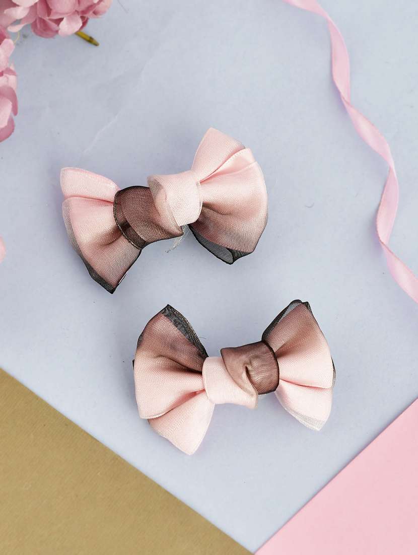 set of 2 shaded pink bow hair accessory