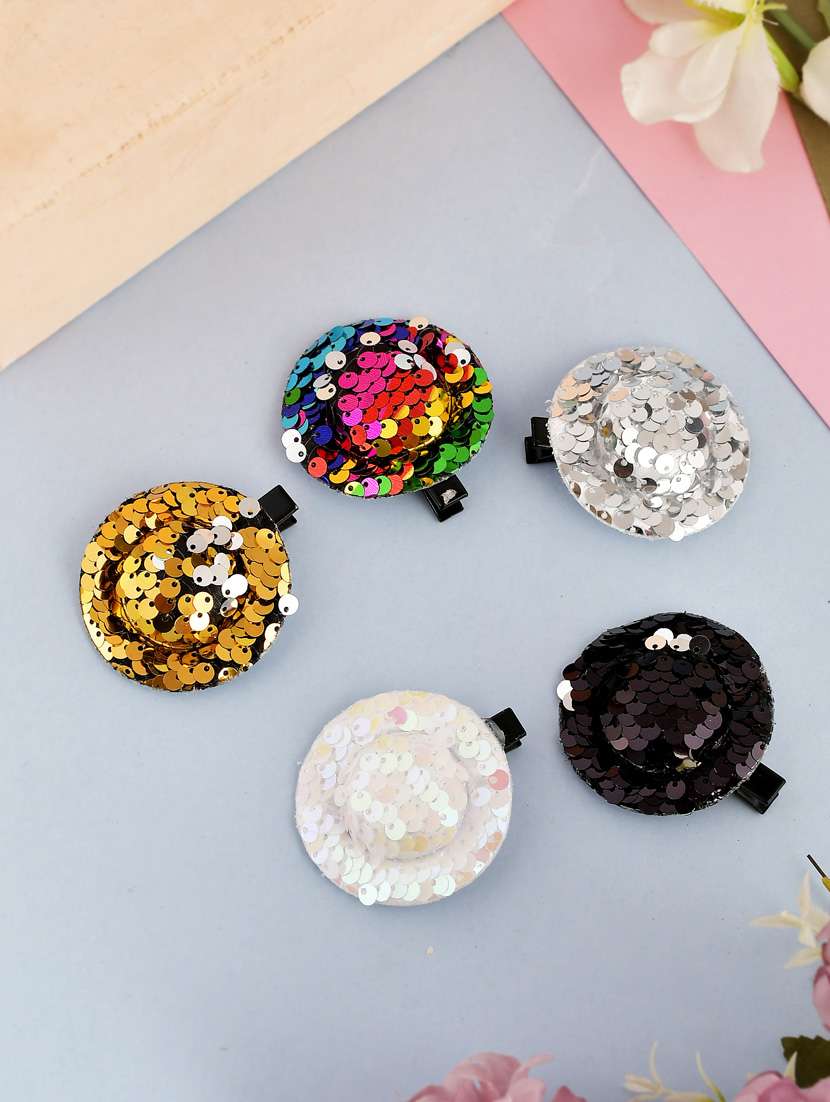 set of 5 sequin hat hair accessory