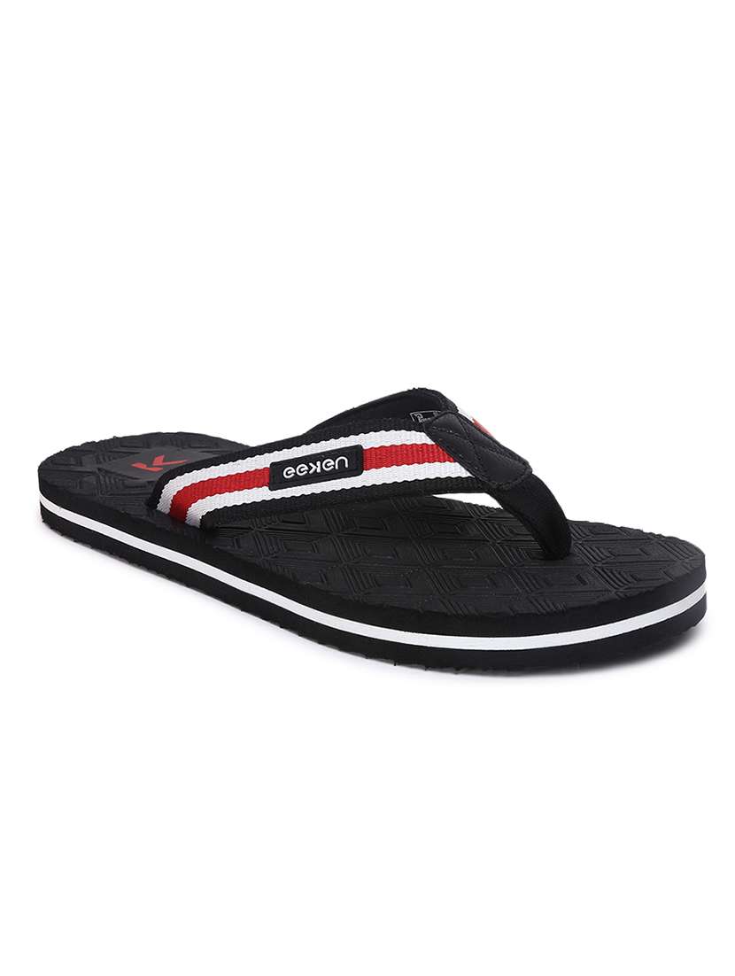 black rubber slip on flip flops - 18386891 -  Standard Image - 1