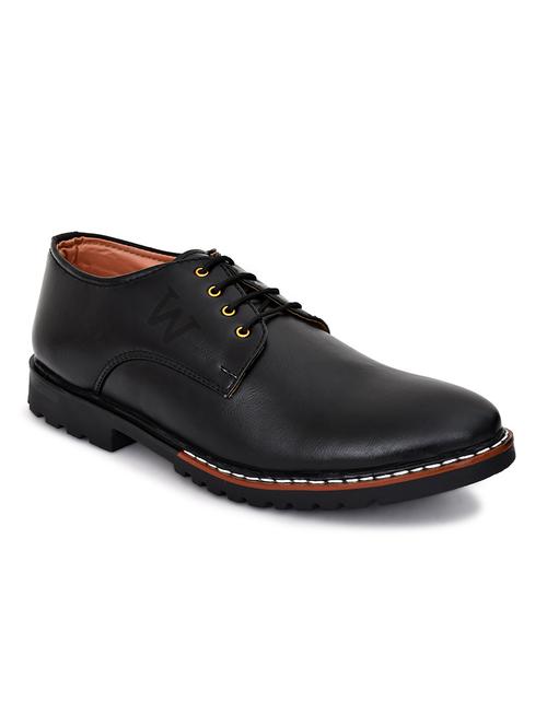 black faux leather laceup formal shoes - 18386898 -  Standard Image - 0