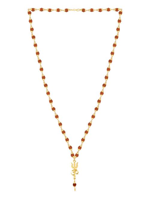 gold plated traditional rudraksh mala om trishul pendant  - 18387052 -  Standard Image - 0