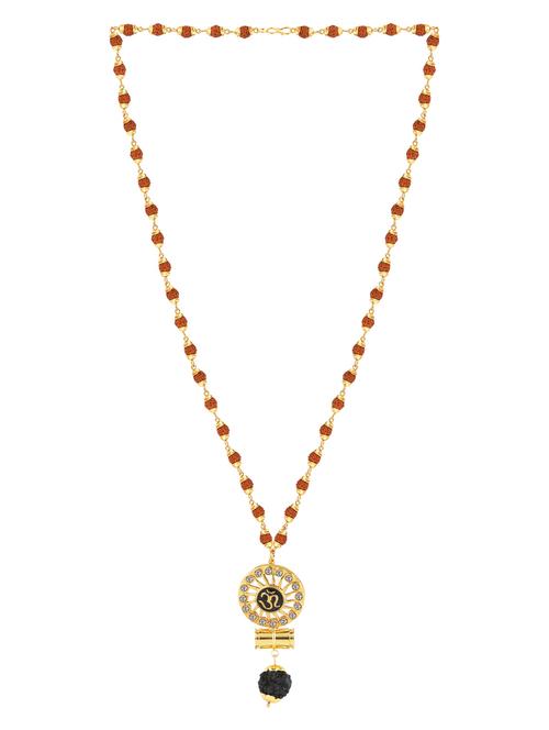 attractive gold plated rudraksha designer pendant mala - 18387062 - Standard Image - 0