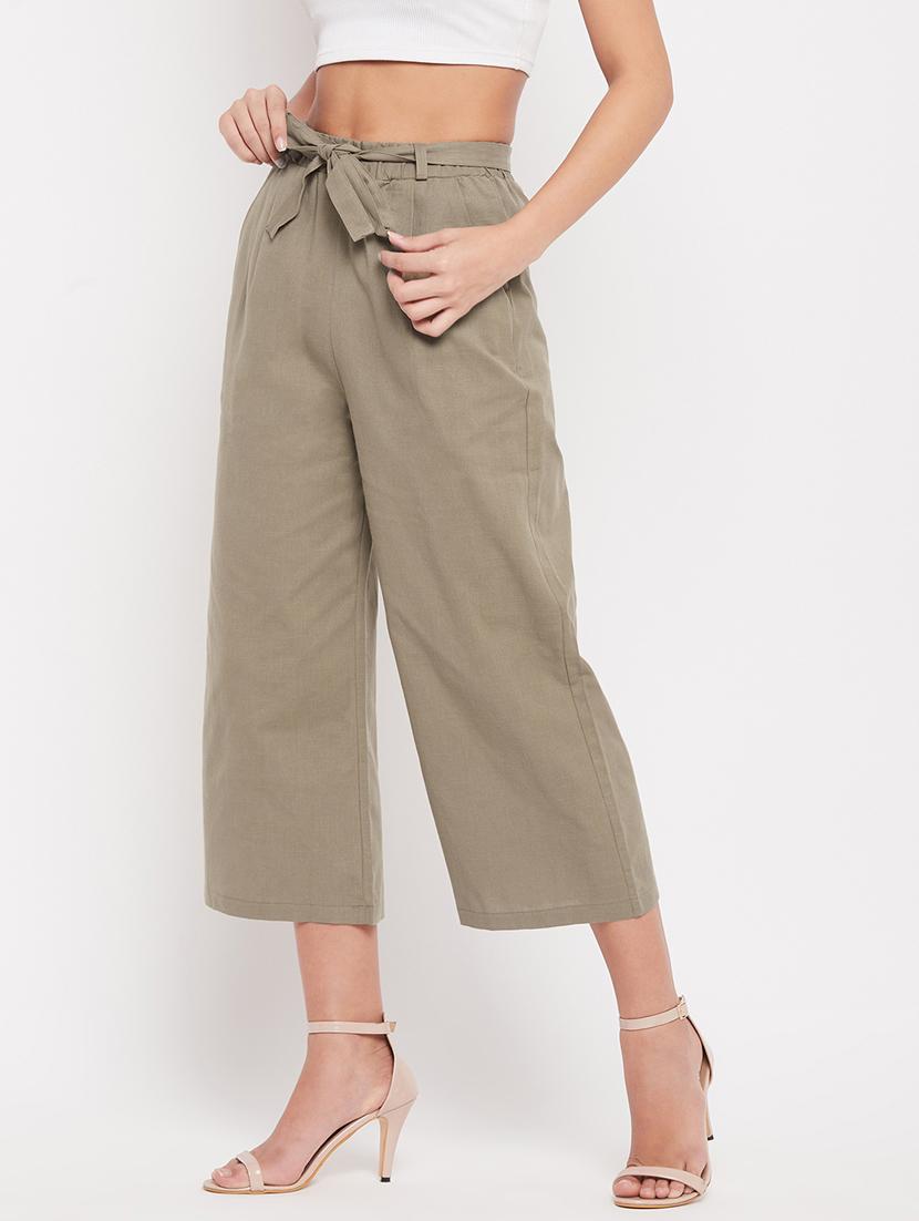 tie front solid pleated trouser - 18387068 -  Standard Image - 1