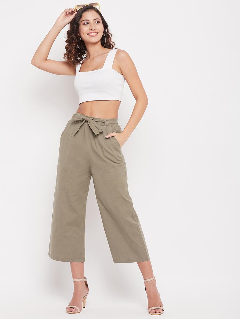 tie front solid pleated trouser - 18387068 - Standard Image - 4