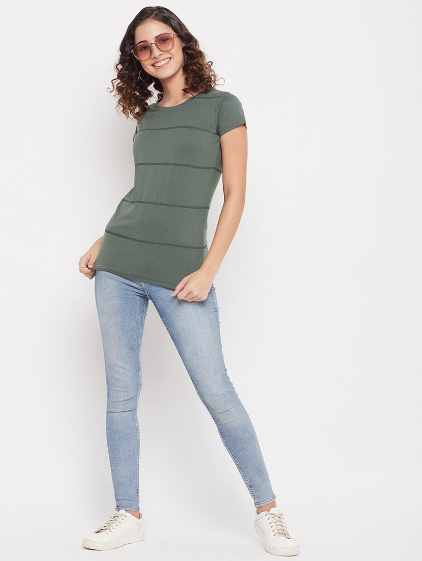 round neck striped regular tee - 18387071 - Standard Image - 4