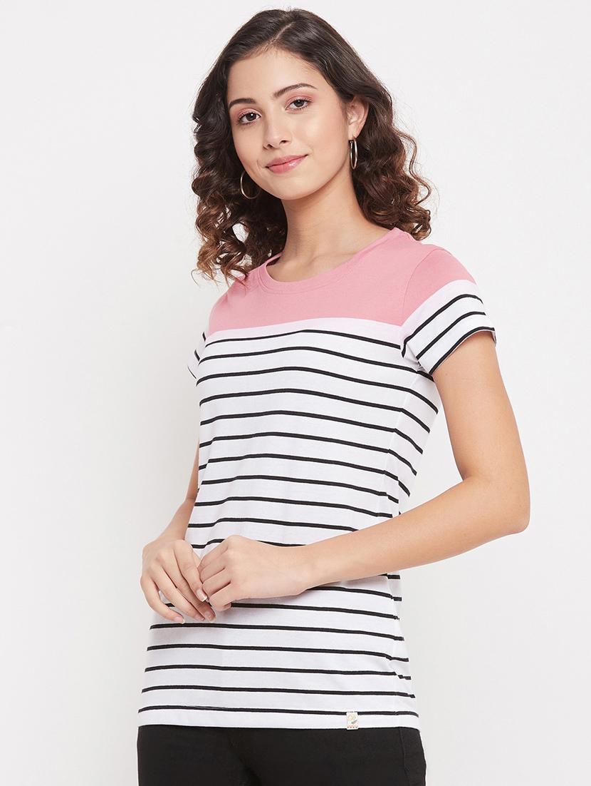 round neck striped regular tee - 18387073 - Standard Image - 1