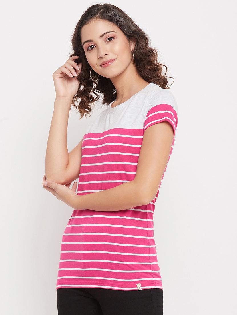 round neck striped regular tee - 18387074 - Standard Image - 1