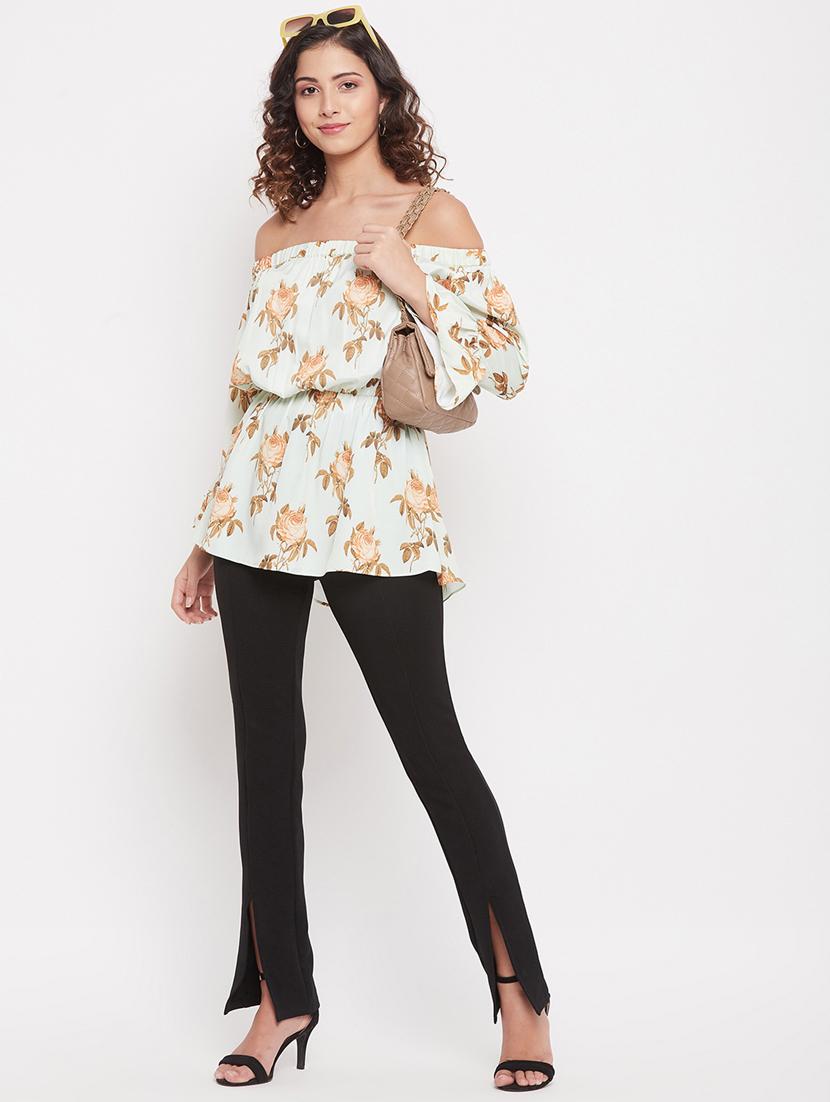 off shoulder printed peplum top - 18387082 - Standard Image - 4