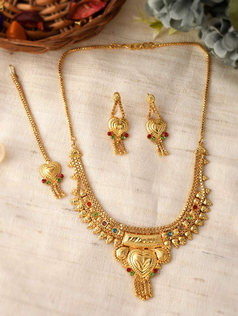 gold brass necklaces and earring - 18387103 -  Standard Image - 1