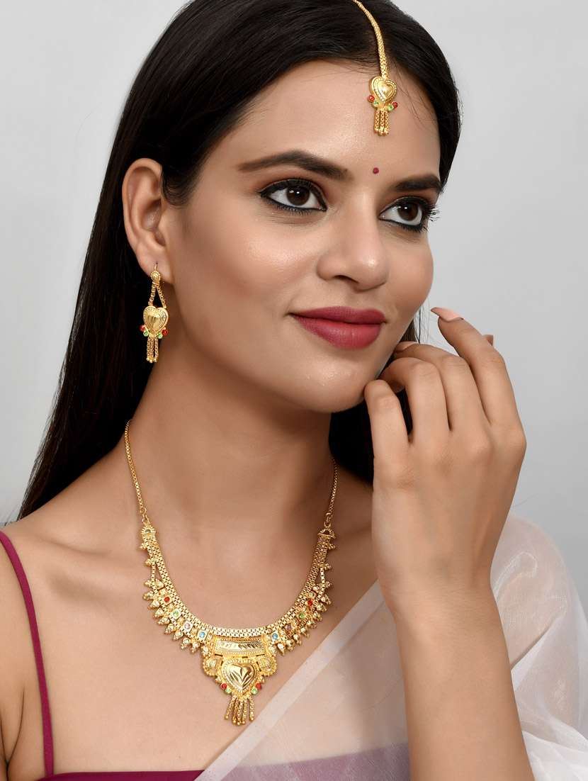 gold brass necklaces and earring - 18387103 -  Standard Image - 4